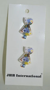 Vintage JHB International Bottoni Ragazza Floreale "Holly Hobbie" made in Germany NUOVO - Foto 1 di 3