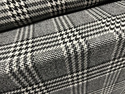 Wool Blend Coat Fabric, Per Metre - Prince Of Wales Check - Black & White - Image 1 of 3