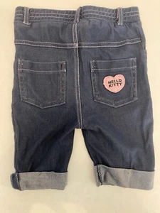 Hello Kitty Baby Girl Size 3T Elastic Waist Denim Cuffed Jean Short Pink Heart - Picture 1 of 13