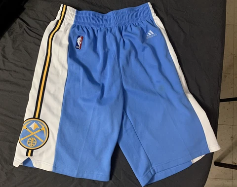 DENVER NUGGETS ADIDAS White/Light Blue Small NBA Shorts Cover