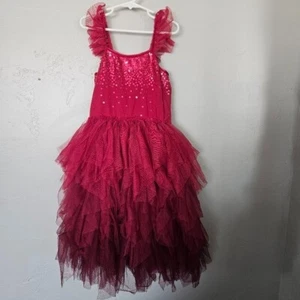 Cotton On Girls 8 Burgundy Red Pink Dress Dance Costume Tulle Layers Twirling - Picture 1 of 6