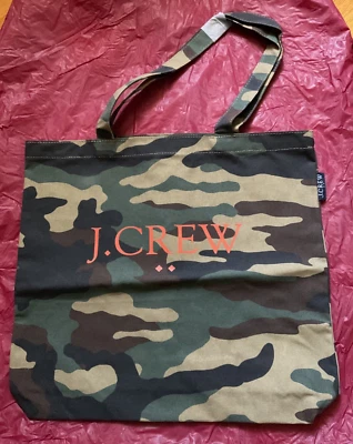 NUEVO CON ETIQUETAS J. BOLSO DE MANO CREW MERCANTILE CAMO LOGO BUEN TAMAÑO, 100% ALGODÓN, RESISTENTE Foto 1 de 4