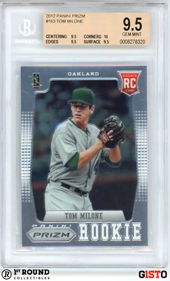 Tommy Milone RC BGS 9.5: 2012 Panini Prizm Rookie Card Gisto Highest Subs POP 2 - Image 1 of 4
