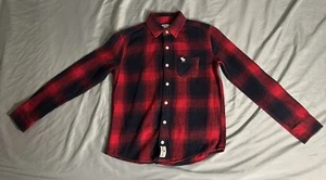 Abercrombie Kids Flannel Button Down Shirt Red & Navy Plaid Sz 13/14 - Picture 1 of 17