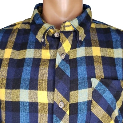 Cloudveil Button Down Flannel Shirt Mens XXL Blue Yellow Plaid L/S Pocket 2XL - Image 1 of 4