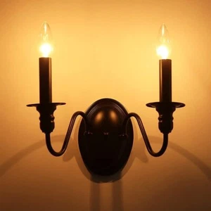 Farmhouse Industrial Wall Light Fixtures Candle Black Wall Lamp Sconce Bedroom - Picture 1 of 24