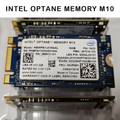 Intel Optane Memory M10 SSD M.2 2242 16GB MEMPEI1J016GAL PCIe 3.0 3D Xpoint NVMe - Image 1 of 4
