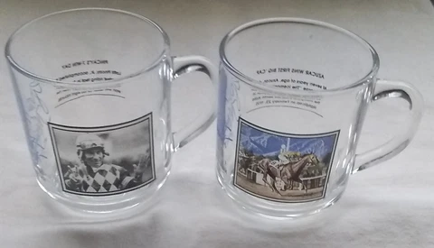 (2) Great Moments Horse Racing Santa Anita Park Mugs - Pincay 7-Win Day & Azucar Cover