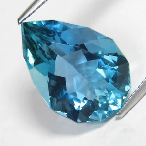 16.34cts Decorative Natural Top Quality Blue Color Fluorite Pear Custom Cut Gem - Picture 1 of 7