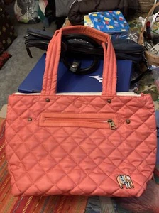 Sakroots Quilted Coral Orange Elephant Satchel Shoulder Comprtment Purse EUC  - Picture 1 of 12