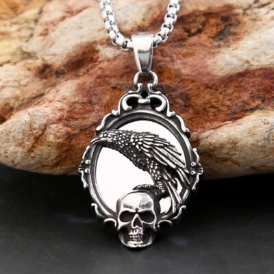 Collar Colgante Espejo Mágico Calavera De Colección Hombres Mujeres Punk Cadena de Acero Inoxidable Foto 1 de 4