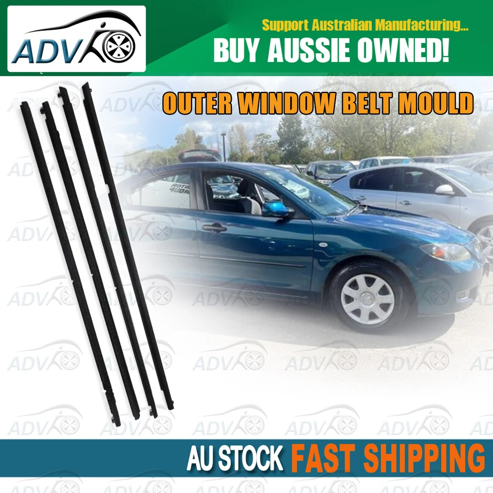 Set of 4pcs Rubber Outer Window Belt Mould for Mazda 3 BK series Sedan Only - image 1 of 1