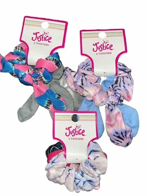 Lote de 3 Justice Girls Multi Twister Cabello Scrunchie 7 Total Corbatas Coloridas Nuevas Foto 1 de 3