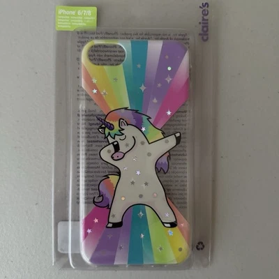 iPhone Case 6 7 8 SE (2020 2022) Rainbow Rock Star Dabbing Unicorn Claires New - Image 1 of 4