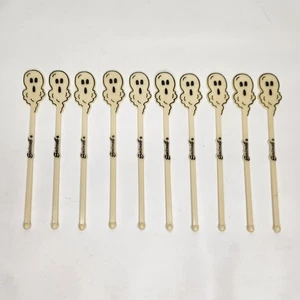 Vintage Smirnoff Halloween Ghost Swizzle Stir Sticks Set Of 10 Bar Man Cave - Picture 1 of 4