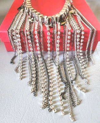 COLAR ANEL CACHOEIRA STRASS-CORRENTES-CORAÇÕES -15" COMPRIMENTO DO PESCOÇO-DECLARAÇÃO - Imagem 1 de 4