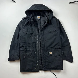 Chaqueta con Capucha Carhartt Vintage Años 90 Negra Pesada Talla L - Imagen 1 de 5
