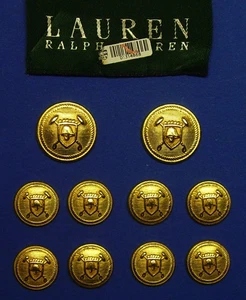LAUREN RALPH LAUREN Replacement buttons 10 Gold Tone solid metal Good Used Cond. - Picture 1 of 9
