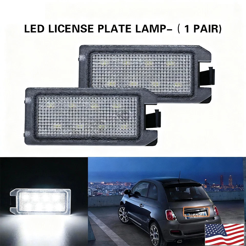 LED License Plate Lights For Jeep Grand Cherokee Compass Patriot Fiat 500 Dodge - Imagem 1 de 4