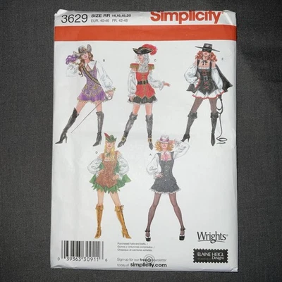 Simplicity Pattern 3629 Sz 14-20 Sexy Pirate Gangster Cowgirl Costume Cosplay - Image 1 of 4