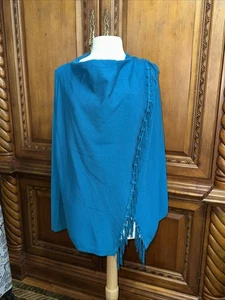 Chico's Damen Größe 3 Large Langarm drapiert Fransen türkis Pullover - Bild 1 von 12