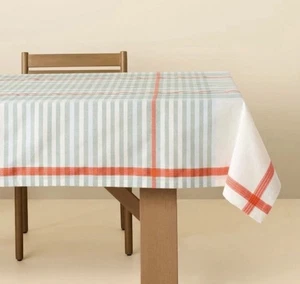 Tovaglia oblunga a quadri verde corallo arancione 60x84 cuore e mano con magnolia - Foto 1 di 4