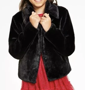 Epic Threads Girls Faux Fur Coat Size 4T Black Button Up - Picture 1 of 3