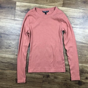 Banana Republic Women Sz S Burnt Orange Ribbed Long Sleeve Shirt - Picture 1 of 6