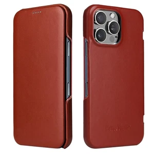 Genuine Leather Magnetic Flip Case For iPhone 17 16 Pro Max Business Phone Cover - Picture 1 of 22