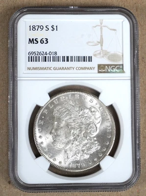 1879-S MORGAN SILVER DOLLAR NGC MS63 624018 - Image 1 of 2