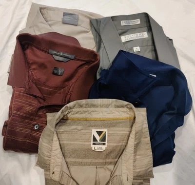 Lot of 5 Button up Large Men's Shirts - Voyager/Van Heusen/Tiger Woods - Image 1 of 4