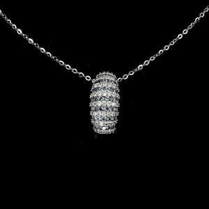 Collana in argento sterling 925 zaffiro tondo taglio diamante topazio... - Foto 1 di 13