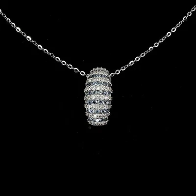 Collana in argento sterling 925 zaffiro tondo taglio diamante topazio... - Immagine 1 di 4