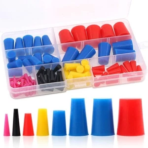 GLARKS 100Pcs Silicone Rubber Tapered Plug Assortment Kit for Masking Off Holes - Picture 1 of 6