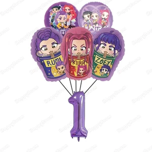 6 Stück Kpop Dämonenjäger Geburtstag Luftballons Set Musik Mädchen Party Deko Zubehör - Bild 1 von 3