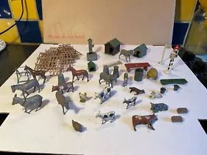 job lot Vintage 1930’s Britains ? JoHillCo ? Timpo ? donkey, horse, fences huts - Picture 1 of 6