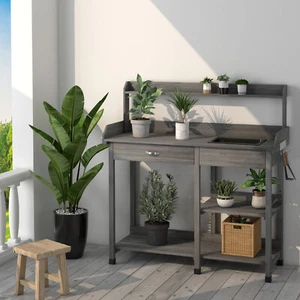 Outdoor Garden Potting Bench Table Removable Sink & Drawer for Garden, Yard - Picture 1 of 10