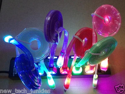 led light-up change power charger cord cable for iPhone X 8 7 6 plus 5 micro usb - Image 1 of 4