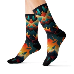 All Over Print Adult Socks Southwestern Navajo Pattern Aztec Native American - Picture 1 of 9