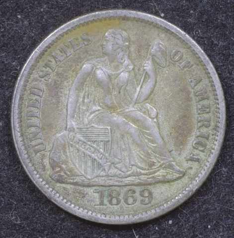 1869 S Seated Liberty Dime - Scarce!! - KEY DATE!! - GORGEOUS!!! Cover