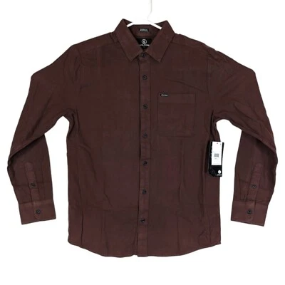 Volcom Mens Small Mahogany Classic Long Sleeve Button Up Shirt Caden Flannel New - Image 1 of 4