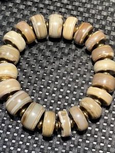 Bracciale perline Healing Energy tibetano vecchia agata 1 linea larga medicina dZi 14 mm $$$ - Foto 1 di 7