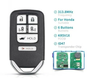 Fits Honda Odyssey Driver 2014-2017 313.8Mhz 6 Button ID47 KR5V1X Remote Car Key - Foto 1 di 6