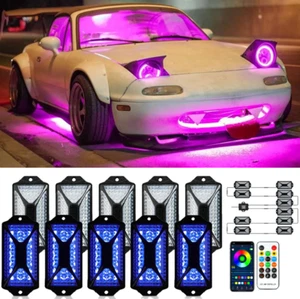 10 Pods RGB Underglow Rock Lights APP Remote Music Chasing For Mazda Miata MX-5 - Picture 1 of 11