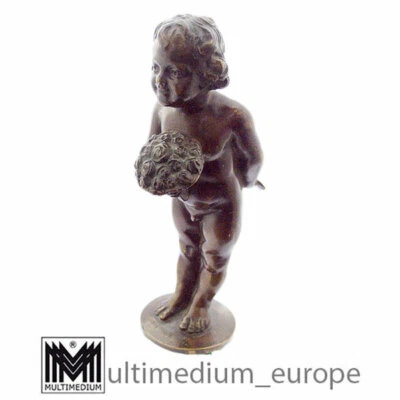 Antike Jugendstil Bronze Figur Knabe Blumenstrauß Brief boy figure - Bild 1 von 4