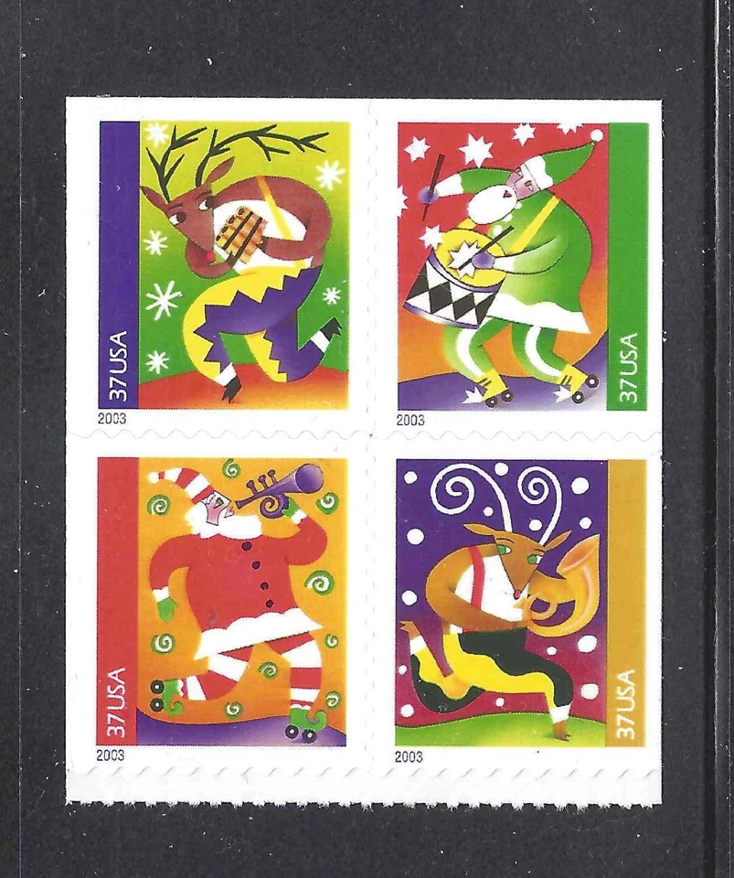 US Scott # 3825 - 3828 / 3828b Christmas Music Makers 2003 block of 4 MNH - Image 1 of 1