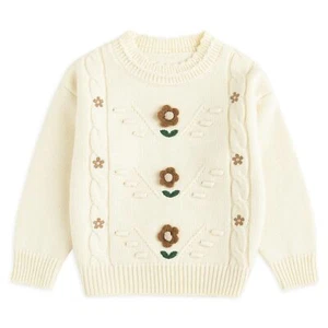 Baby Girl Knit Sweater Round Neck Long Sleeve Toddler Pullover Sweatshirt Fal... - Picture 1 of 7