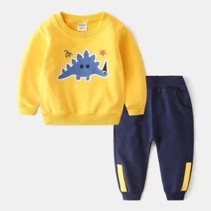 2 piece long sleeve sweatshirt and joggers Age 7 years Dinosaur Yellow - Picture 1 of 1