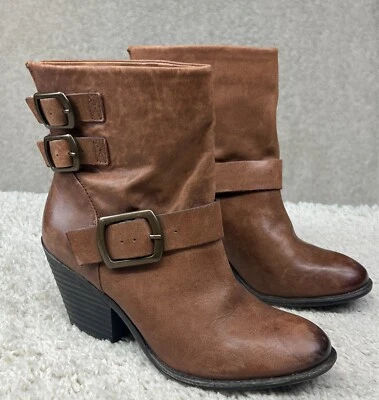 Botas Lucky Brand Mujer Marrón Tacón Bloque Cuero Tommie Botines Talla 8 M Foto 1 de 4