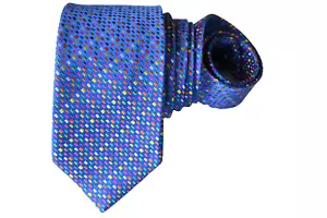 CHARLES TYRWHITT MEN'S TIE BLUE/GEOMETRIC WIDTH: 3.3/8" LENGTH 60" SILK - Picture 1 of 5